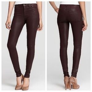 {Citizens of Humanity} Rocket Slick High Rise Skinny Jeans in Burgundy - Size 32